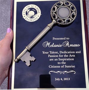 Melanie Amaro receives the city key to hometown of Sunrise Florida